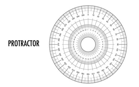 Vector illustration of a protractor. Isolated on white background.のイラスト素材