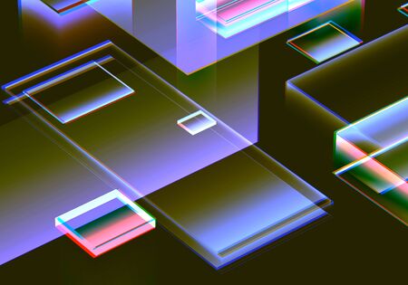 3D Visualization of data and glitch technology background. Abstract technology innovation future digital background. 3d rendering.の写真素材
