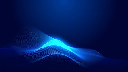 Dot blue wave light screen gradient texture background. Abstract  technology big data digital background. 3d rendering.の写真素材