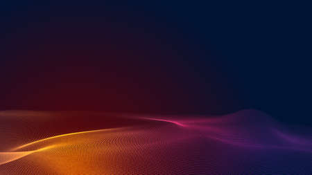 Dot red purple wave line light gradient dark background. Abstract  technology big data digital background. 3d rendering.の写真素材