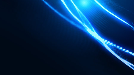 Dot blue wave light screen gradient texture background. Abstract ai technology big data digital...