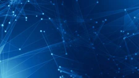 Abstract blue polygon tech network with connect technology background. Abstract dots and lines texture background. 3d rendering.の写真素材