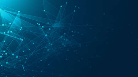Abstract blue green polygon tech network with connect technology background. Abstract dots and lines texture background. 3d rendering.の写真素材