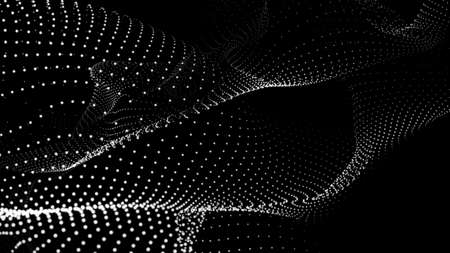 Dot white black wave technology texture background. Abstract big data digital concept. 3d rendering.の写真素材