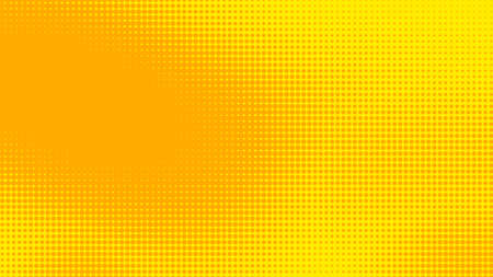 Dots halftone yellow orange color pattern gradient texture with technology digital background. Dots pop art comics with summer background.の写真素材