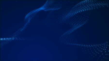 Dot blue wave light screen gradient texture background. Abstract  technology big data digital background. 3d rendering.の写真素材