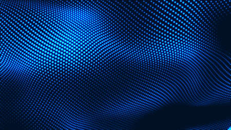 Dot white blue wave light screen gradient texture background. Abstract  technology big data digital background. 3d rendering.の写真素材