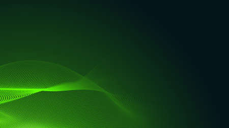 Dot green wave light screen gradient texture dark background. Abstract  technology big data digital background. 3d rendering.の写真素材