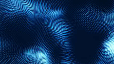 Dot white blue wave light screen gradient texture background. Abstract  technology big data digital background. 3d rendering.の写真素材