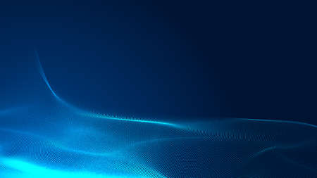 Dot blue wave light screen gradient texture background. Abstract  technology big data digital background. 3d rendering.の写真素材
