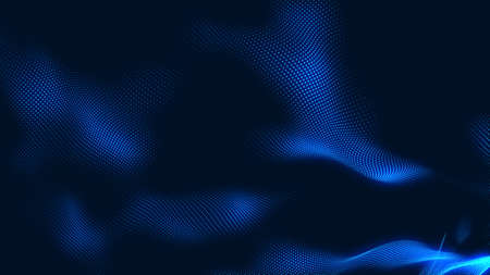 Dot white blue wave light screen gradient texture background. Abstract  technology big data digital background. 3d rendering.の写真素材