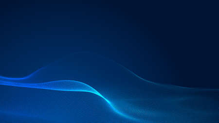 Dot blue wave light screen gradient texture background. Abstract  technology big data digital background. 3d rendering.の写真素材