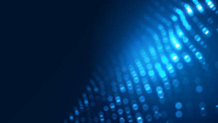 Dot blue wave light screen gradient texture background. Abstract  technology big data digital background. 3d rendering.の写真素材