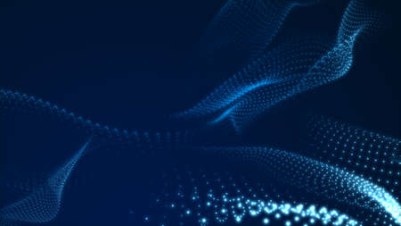 Dot blue wave light screen gradient texture background. Abstract  technology big data digital background. 3d rendering.の写真素材