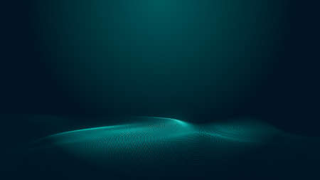 Dot green wave light screen gradient texture background. Abstract  technology big data digital background. 3d rendering.の写真素材