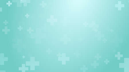 Medical health blue green cross pattern background. Abstract healthcare technology and science concept.の写真素材