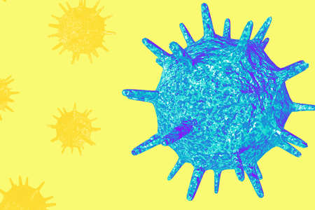Coronavirus 2019 COVID-19 outbreak. Biology science 3D illustration.の写真素材