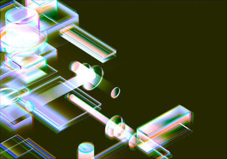 3D Visualization of data and glitch technology background. Abstract technology innovation future digital background. 3d rendering.の写真素材