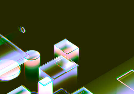 3D Visualization of data and glitch technology background. Abstract technology innovation future digital background. 3d rendering.の写真素材
