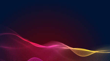 Dot red purple wave line light gradient dark background. Abstract  technology big data digital background. 3d rendering.の写真素材