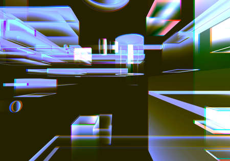 3D Visualization of data and glitch technology background. Abstract technology innovation future digital background. 3d rendering.の写真素材