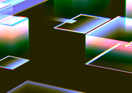 3D Visualization of data and glitch technology background. Abstract technology innovation future digital background. 3d rendering.の写真素材