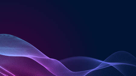 Dot red purple wave line light gradient dark background. Abstract  technology big data digital background. 3d rendering.の写真素材