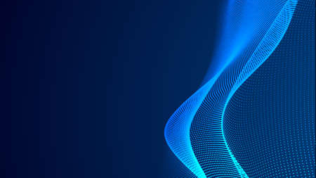 Dot blue wave light screen gradient texture background. Abstract technology big data digital background. 3d rendering.の写真素材