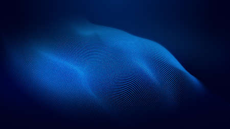 Dot blue wave light screen gradient texture background. Abstract ai technology big data digital background. 3d rendering.の写真素材