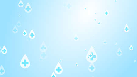 Medical health cross white on blue sanitizer drop pattern background. Abstract healthcare clean and Hygiene concept.の写真素材