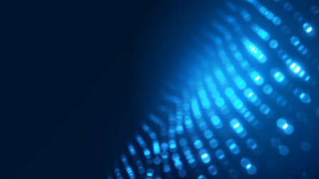Dot blue wave light screen gradient texture background. Abstract ai technology big data digital background. 3d rendering.の写真素材
