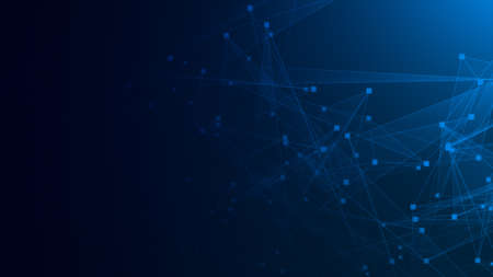 Abstract blue polygon tech network with connect technology background. Abstract dots and lines texture background. 3d rendering.の写真素材