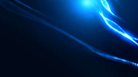 Dot blue wave light screen gradient texture background. Abstract ai technology big data digital background. 3d rendering.の写真素材
