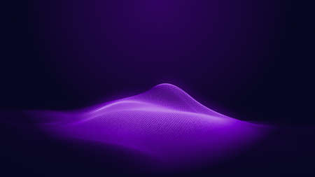 Dot blue purple wave line light gradient dark background. Abstract  technology big data digital background. 3d rendering.の写真素材