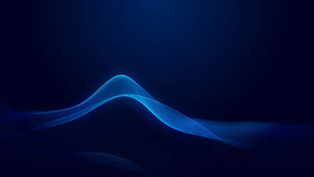 Dot blue wave light screen gradient texture background. Abstract ai technology big data digital background. 3d rendering.の写真素材
