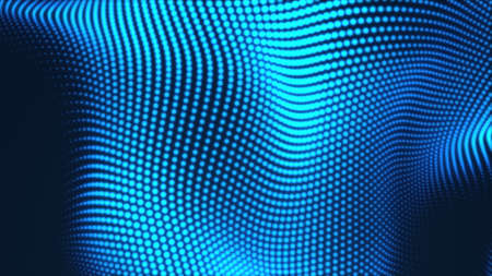 Dot blue wave light screen gradient texture background. Abstract  technology big data digital background. 3d rendering.の写真素材