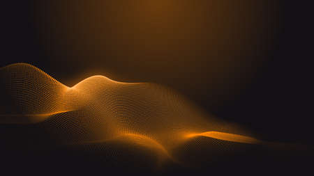 Dot orange wave light screen gradient texture background. Abstract  technology big data digital background. 3d rendering.の写真素材