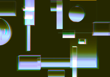 3D Visualization of data and glitch technology background. Abstract technology innovation future...