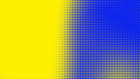 Dots halftone blue yellow color pattern gradient texture with technology digital background. Dots pop art comics with summer background.の写真素材