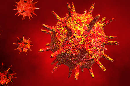 Coronavirus 2019 COVID-19 outbreak. Biology science 3D illustration.の写真素材