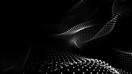 Dot white black wave technology texture background. Abstract big data digital concept. 3d rendering.の写真素材