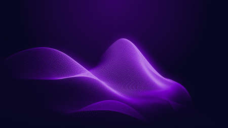 Dot blue purple wave line light gradient dark background. Abstract  technology big data digital background. 3d rendering.の写真素材