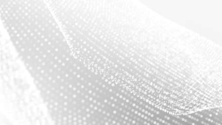 Dot white gray wave light technology texture background. Abstract big data digital concept. 3d rendering.の写真素材
