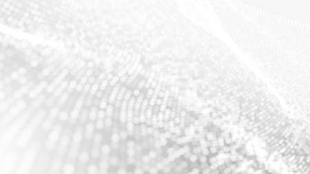 Dot white gray wave light technology texture background. Abstract big data digital concept. 3d rendering.の写真素材
