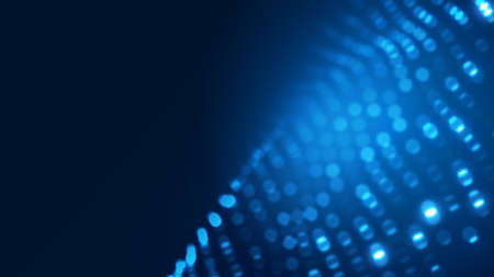 Dot blue wave light screen gradient texture background. Abstract ai technology big data digital background. 3d rendering.の写真素材
