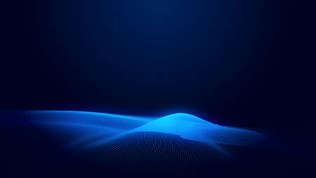 Dot blue wave light screen gradient texture background. Abstract ai technology big data digital background. 3d rendering.の写真素材