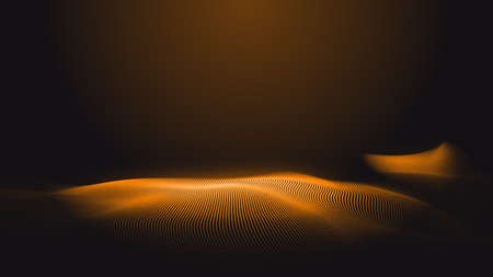 Dot orange wave light screen gradient texture background. Abstract  technology big data digital background. 3d rendering.の写真素材