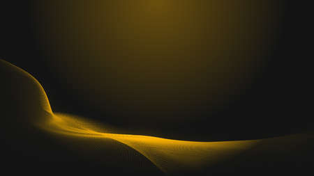 Dot gold wave light screen gradient texture background. Abstract  technology big data digital background. 3d rendering.の写真素材