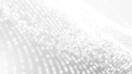 Dot white gray wave light technology texture background. Abstract big data digital concept. 3d rendering.の写真素材