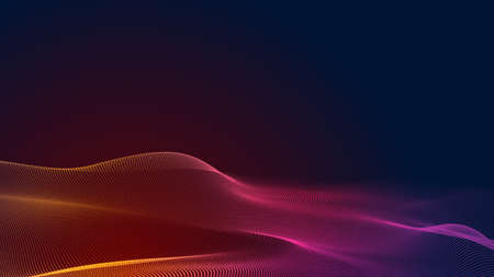 Dot red purple wave line light gradient dark background. Abstract  technology big data digital background. 3d rendering.の写真素材